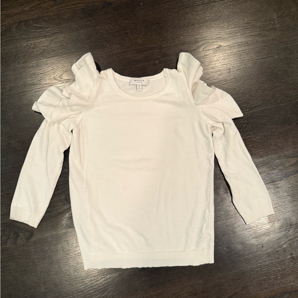 Milly girls cold shoulder ruffled sweater shirt size 10